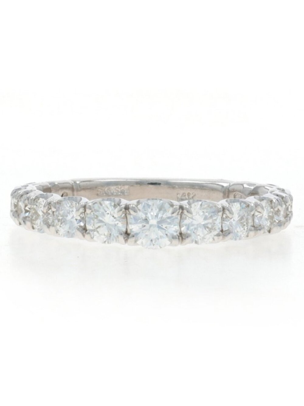 White Gold Diamond Wedding Band - 14k Round Brilliant .88ctw